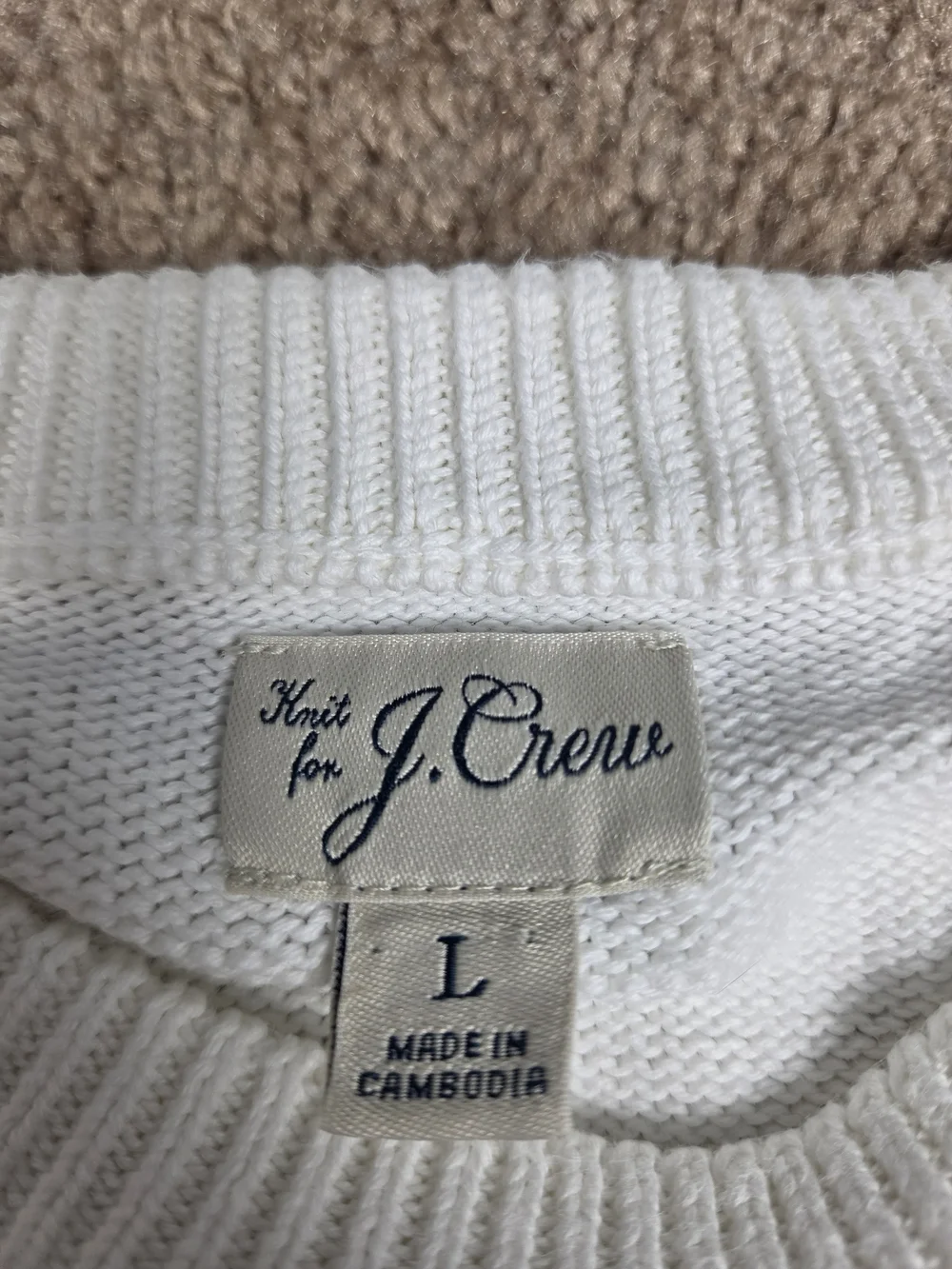 J. Crew Cream Ribbed Knit Crewneck Sweater